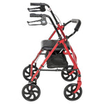 Drive Medical 10257RD-1 Four Wheel Rollator Rolling Walker with Fold Up Removable Back Support, Red