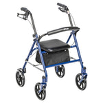 Drive Medical 10257BL-1 Four Wheel Rollator Rolling Walker with Fold Up Removable Back Support, Blue