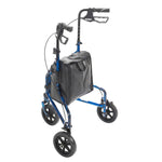 Drive Medical 10289BL 3 Wheel Rollator Rolling Walker with Basket Tray and Pouch, Flame Blue