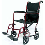 Karman LT-2019 19 inch Seat 19 lbs. Lightweight Transport Chair with Removable Footrest in Burgundy