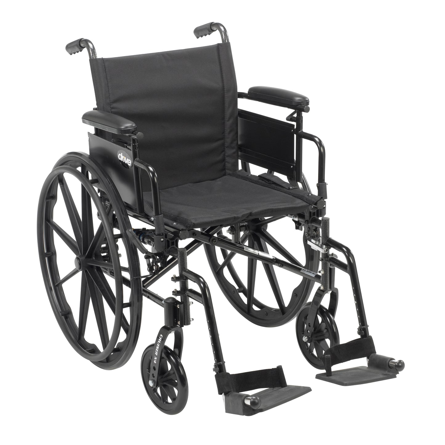 Drive Medical CX418ADDA-SF Cruiser X4 Lightweight Dual Axle Wheelchair with Adjustable Detachable Arms, Desk Arms, Swing Away Footrests, 18" Seat