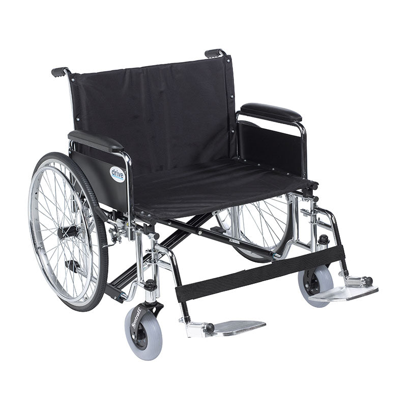 Drive Medical STD26ECDFA-SF Sentra EC Heavy Duty Extra Wide Wheelchair, Detachable Full Arms, Swing away Footrests, 26" Seat