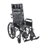 Drive Medical SSP18RBDFAV Silver Sport Full-Reclining Wheelchair, Full Arms, 18