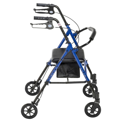 Adjustable Height Rollator Walker Blue 6 Inch Wheels