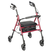 Adjustable Height Rollator Walker Red 6 Inch Wheels