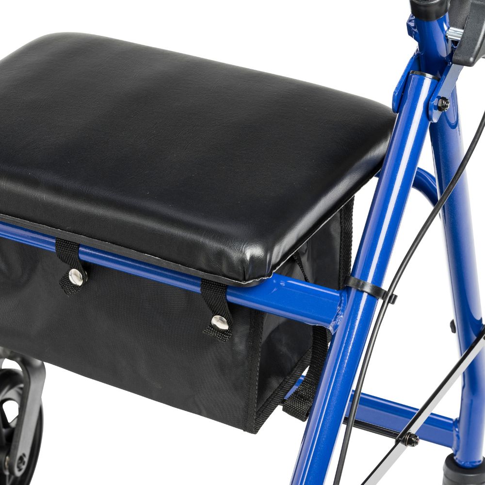 Aluminum Blue Rollator Walker Comfortable Padded Seat