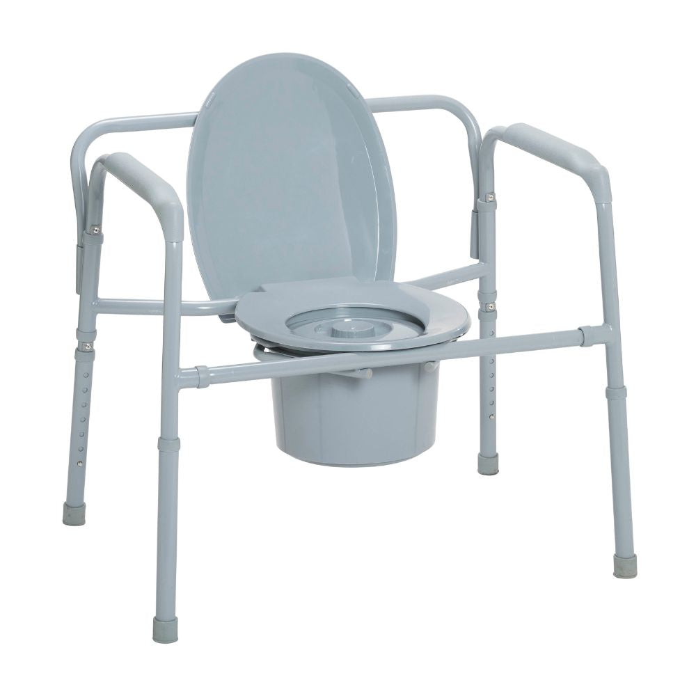 Bariatric Bedside Commode Seat With Heavy Duty Folding Frame