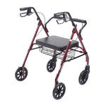 Bariatric Rolling Walker Large Seat Red Frame