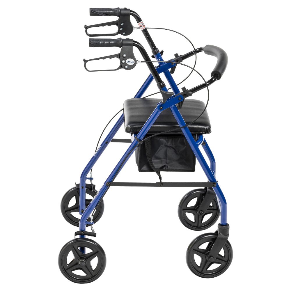 Blue Aluminum Rollator Walker Removable Back Support