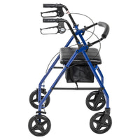 Blue Aluminum Rollator Walker Removable Back Support