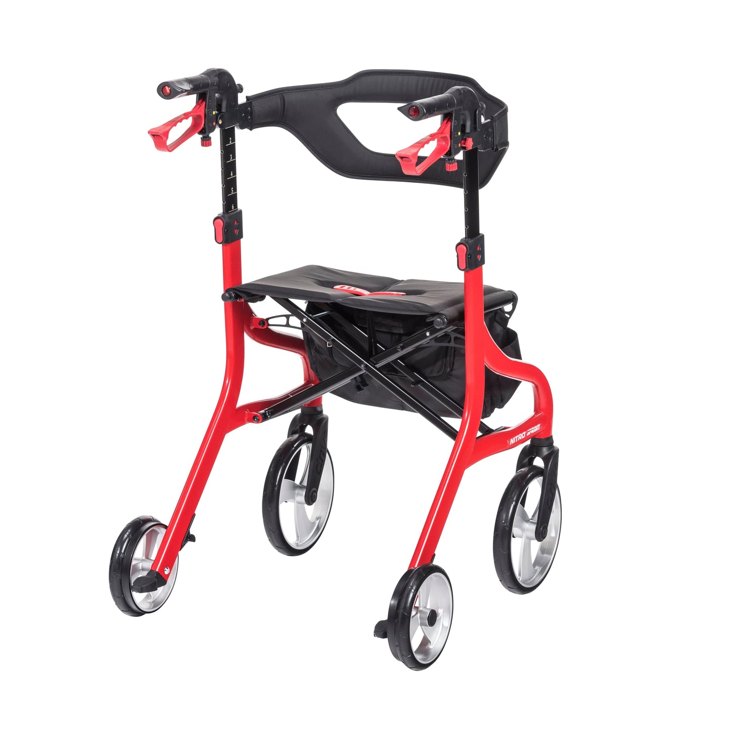 Drive Medical 102662RD-T Nitro Sprint Rollator Rolling Walker, Tall, Red