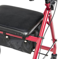 Compact Adjustable Height Rollator Red 6 Inch Wheels