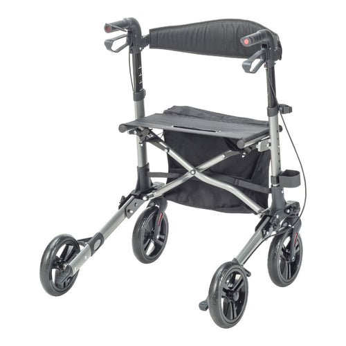 Compact Grey Rollator Black Folding Walker