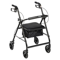 Rollator Rolling Walker with 6" Wheels, Fold Up Removable Back Support and Padded Seat