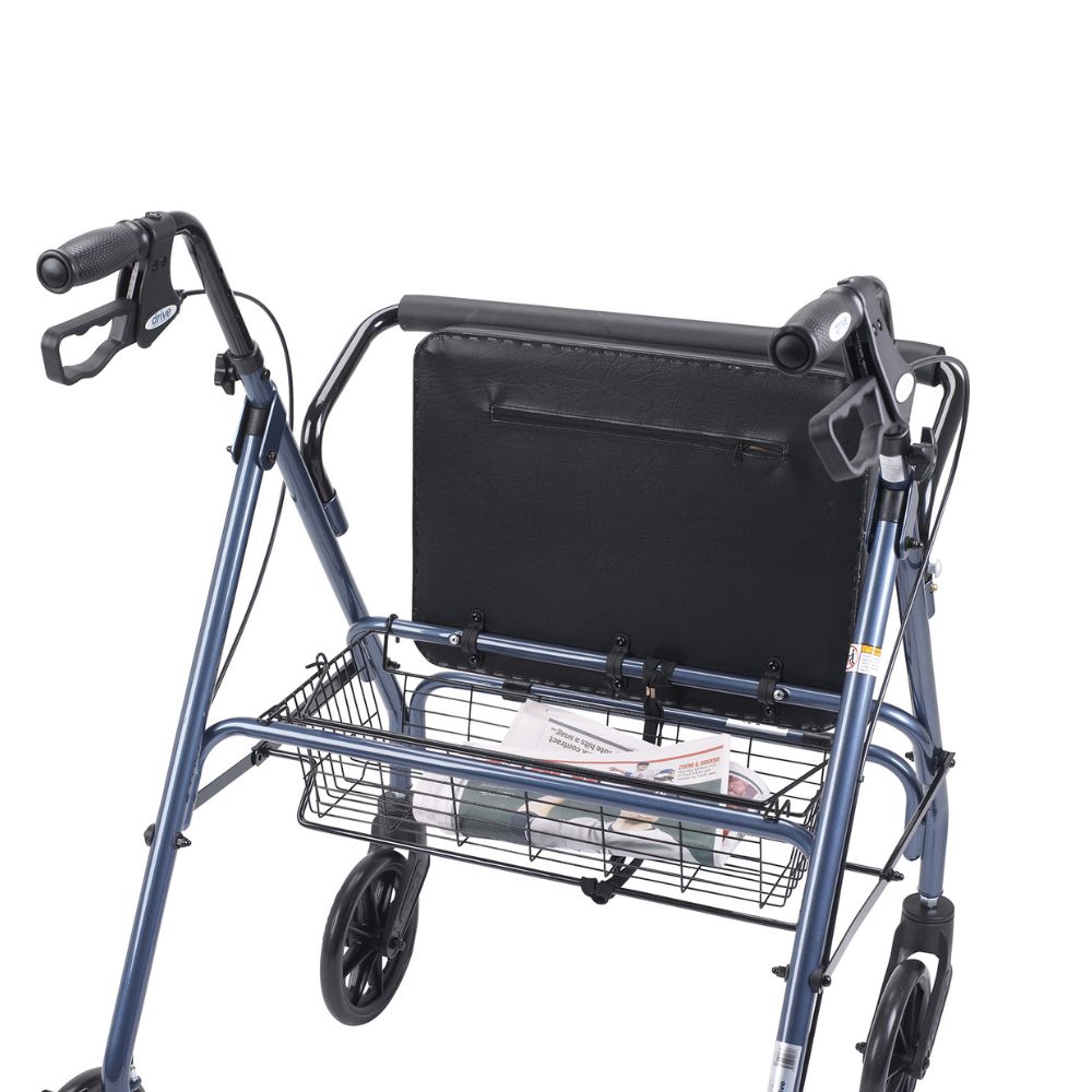 Durable Heavy Duty Rollator Walker Blue Padded Seat