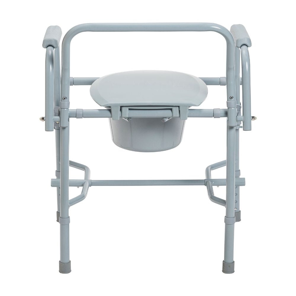 Durable Steel Drop Arm Bedside Commode With Padded Arms