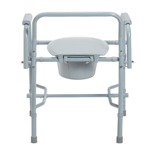 Durable Steel Drop Arm Bedside Commode With Padded Arms