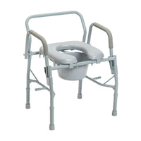 Durable Steel Drop Arm Bedside Commode With Padded Seat