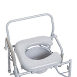 Easy Access Steel Drop Arm Bedside Commode With Padded Arms