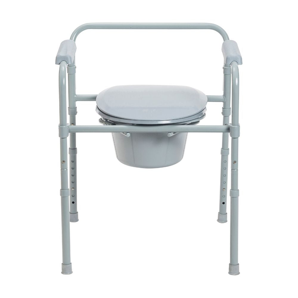 Easy To Store Steel Folding Frame Commode