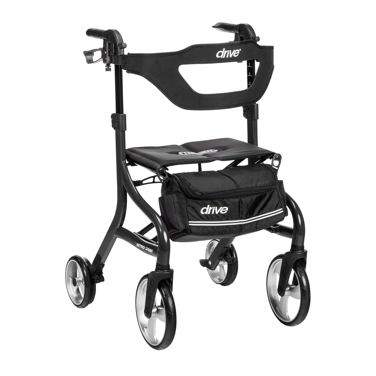 Drive Medical 102662BK-T Nitro Sprint Rollator Rolling Walker, Tall, Black