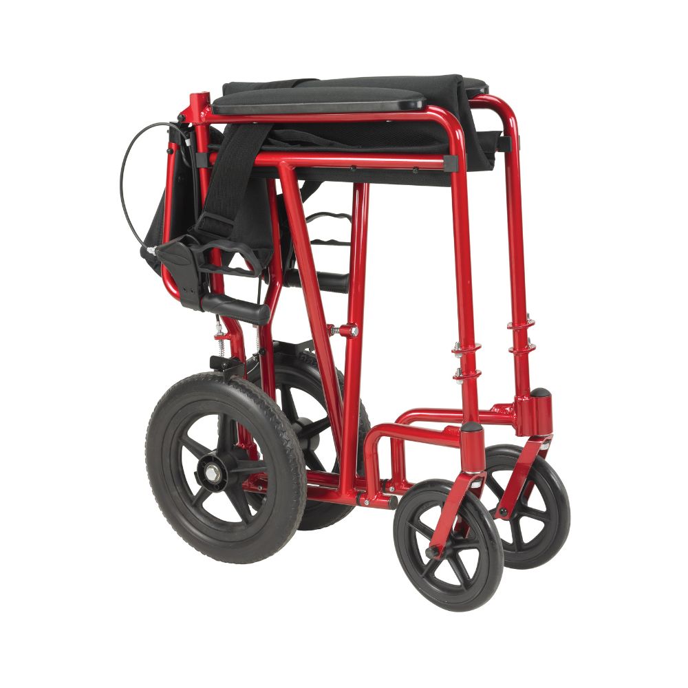 Expedition Lightweight Transport Wheelchair Red Hand Brakes