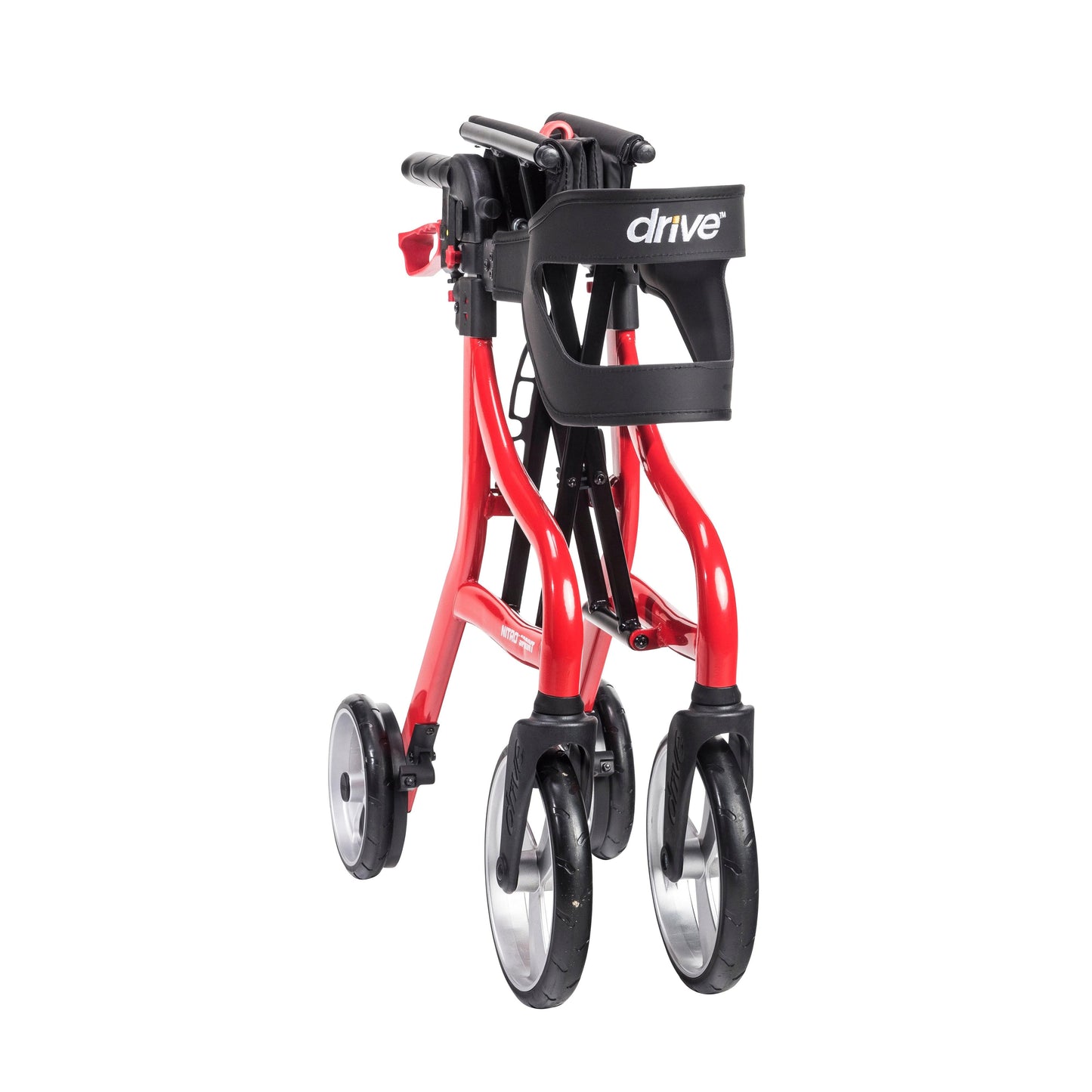 Drive Medical 102662RD-H Nitro Sprint Rollator Rolling Walker, Hemi Height, Red