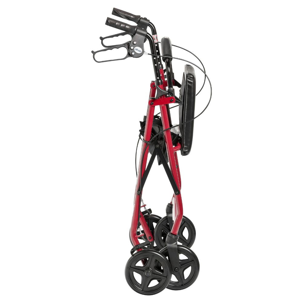 Foldable Aluminum Rollator Walker Red Back Support