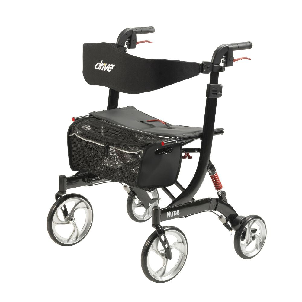 Heavy Duty Nitro Rollator Rolling Walker Black