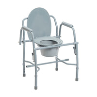 Heavy Duty Steel Drop Arm Bedside Commode With Padded Arms