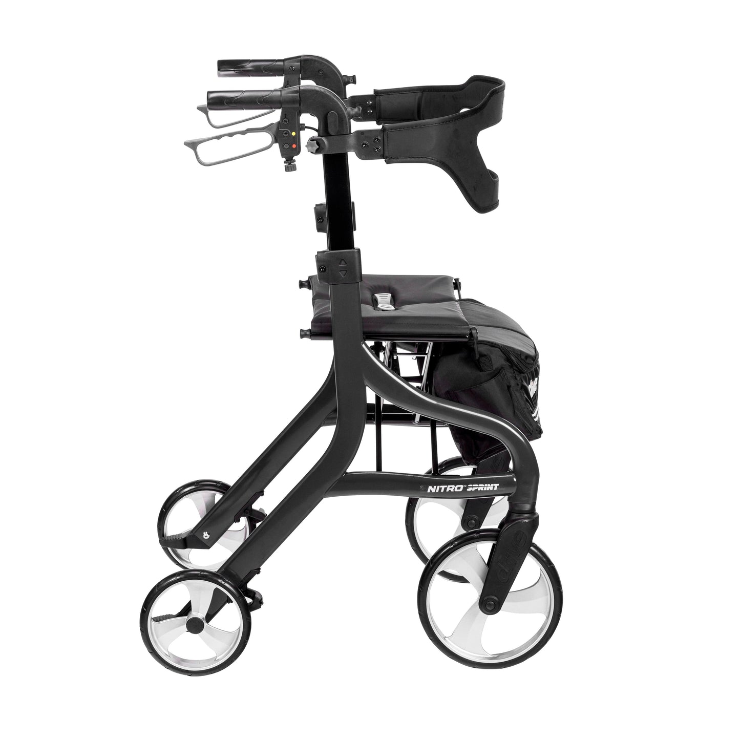 Drive Medical 102662BK-T Nitro Sprint Rollator Rolling Walker, Tall, Black