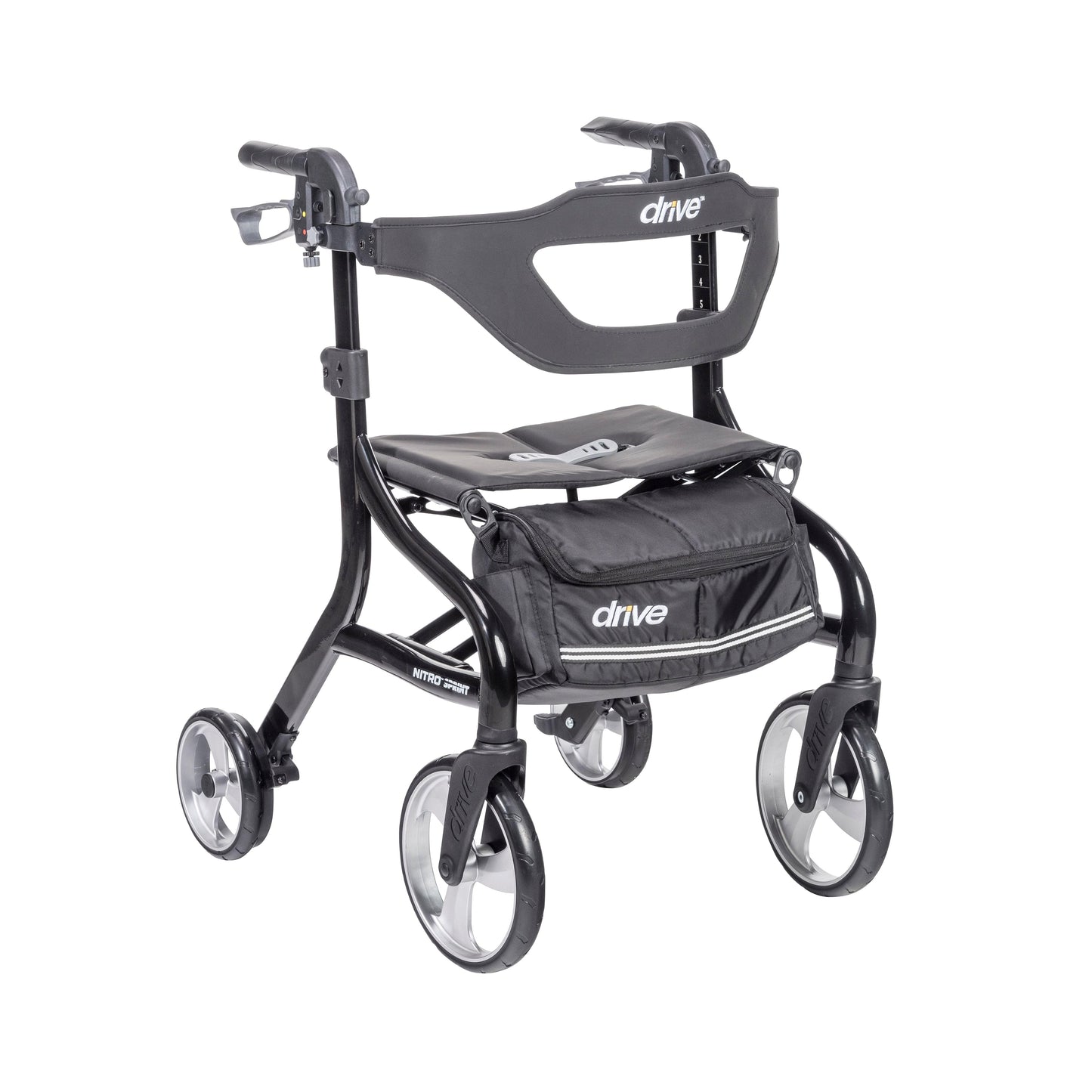 Drive Medical 102662BK Nitro Sprint Rollator Rolling Walker, Black