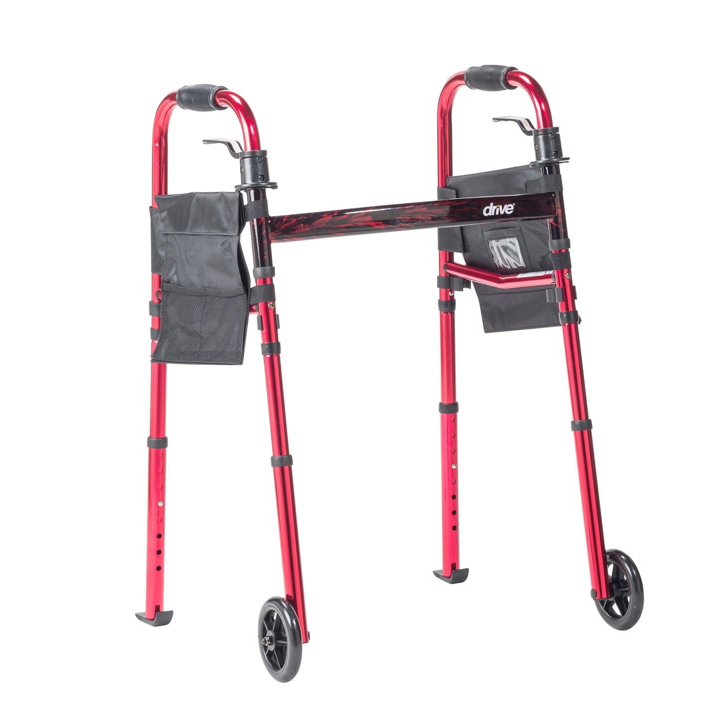 Portable Folding Travel Walker with 5" Wheels and Fold up Legs