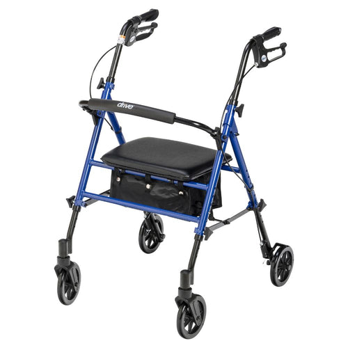 Lightweight Blue Rollator Walker 6 Inch Wheels