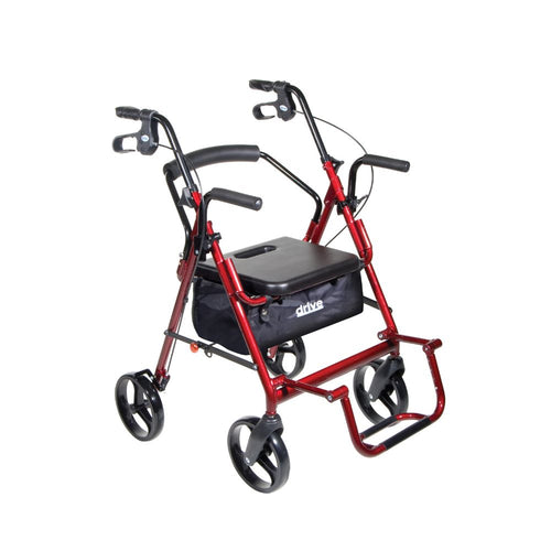 Lightweight Duet Rolling Walker Transport Chair Burgundy