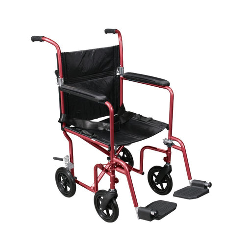 Lightweight Flyweight Transport Wheelchair Red Frame