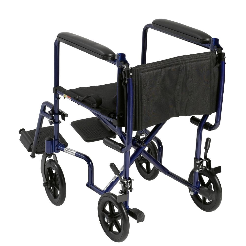 Lightweight Transport Wheelchair 19 Inch Blue