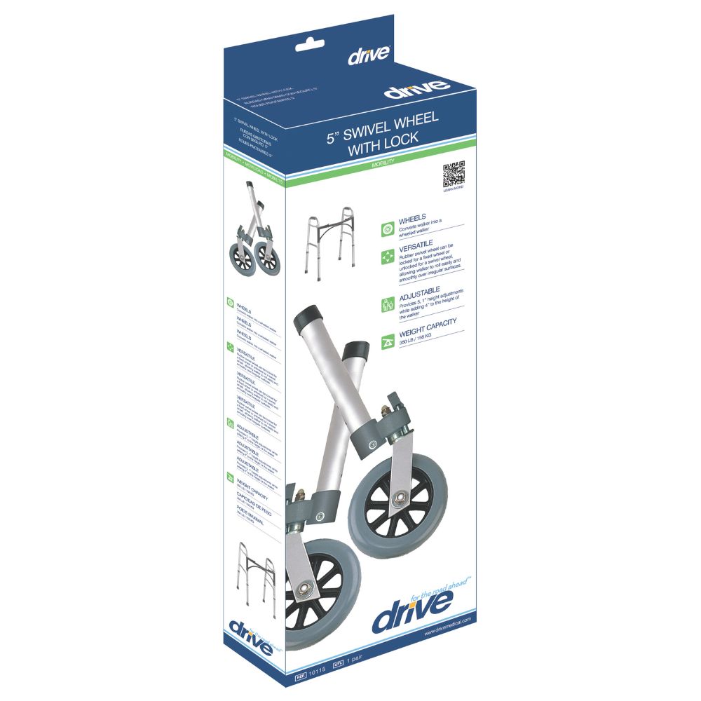 Locking Swivel Walker Wheels Front View