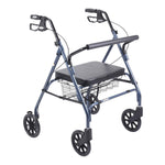 Drive Medical 10215BL-1 Heavy Duty Bariatric Rollator Rolling Walker with Large Padded Seat, Blue