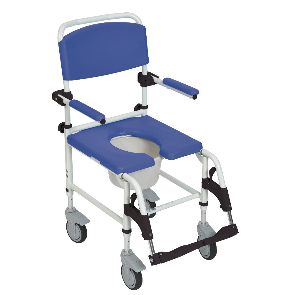 Portable Aluminum Shower Commode Mobile Chair