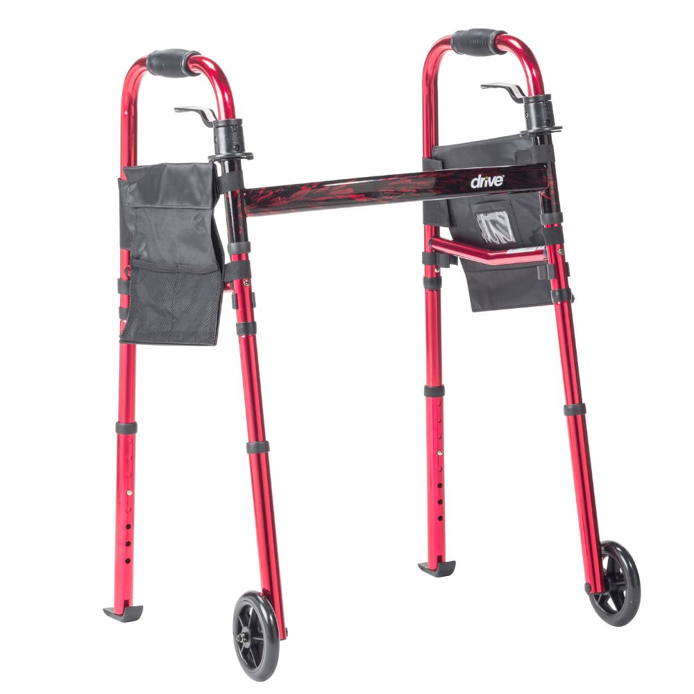 Portable Travel Walker With Fold Up Legs Side View