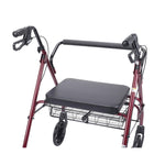 Drive Medical 10215RD-1 Heavy Duty Bariatric Rollator Rolling Walker with Large Padded Seat, Red