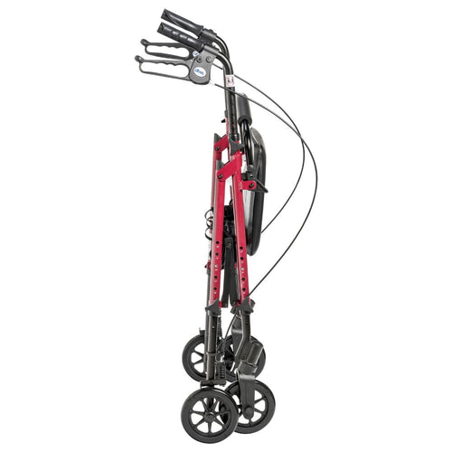 Red Adjustable Rollator Walker With Small Wheels