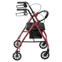 Rollator Walker Red Padded Seat Fold Up Back