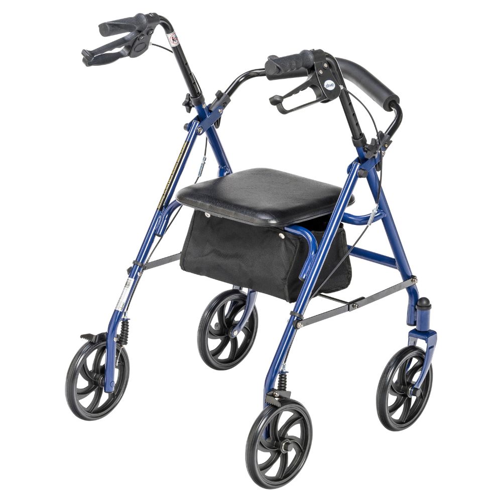 Rolling Walker With Back Support Red Four Wheel