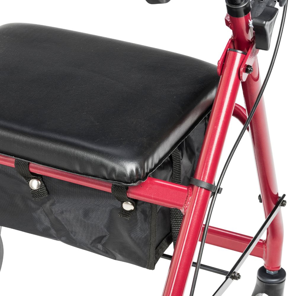 Rolling Walker With Padded Seat And Removable Back Red