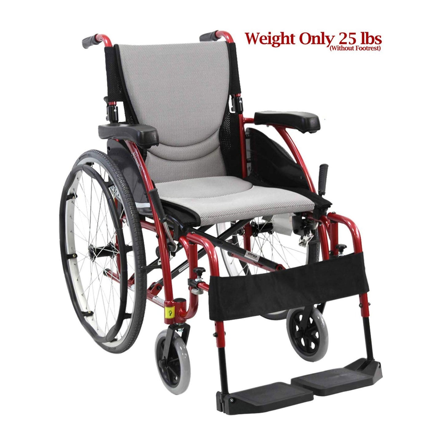 Karman S-Ergo 115 Ergonomic Ultra Lightweight Wheelchair, Red Frame