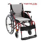 Karman S-Ergo 115 Ergonomic Ultra Lightweight Wheelchair, Red Frame