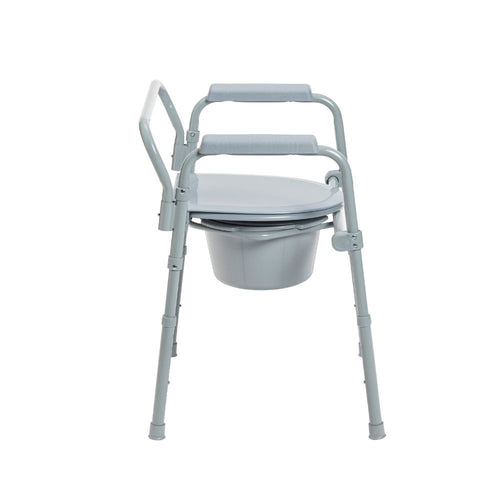 Space Saving Steel Folding Deep Seat Bedside Commode