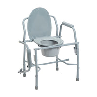 Steel Bedside Commode With Drop Arm And Padded Arms